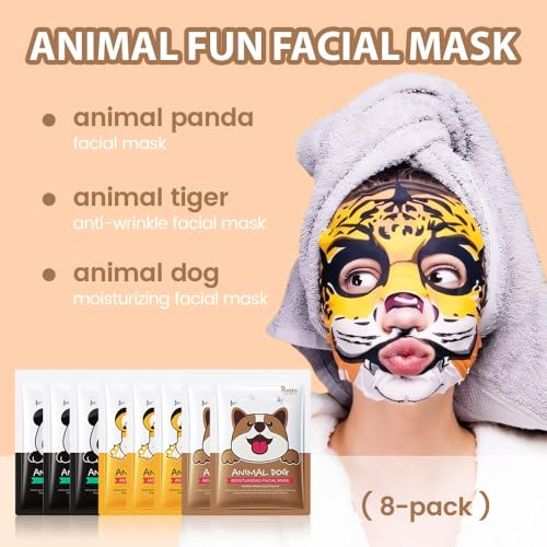 Kaely 6 Pack Kids Face Mask Spa Animal Face Masks For Kids Teens Women Skincare Animal Character Sheet Facial Mask For All Skin Types Girls Night Party Skin Care Set Birthday Christmas S 01