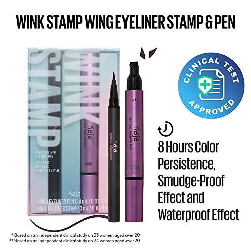 Kaja Winged Eyeliner & Pen - Wink Stamp + Lip Mousse - Love Swipe 01 Call Me 0.22 Oz Bundle