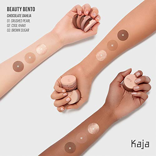 Kaja Beauty Bento Collection - Bouncy Eyeshadow Trio 08 Chocolate Dahlia 0.03 Oz + Winged Eyeliner & Pen - Wink Stamp Bundle