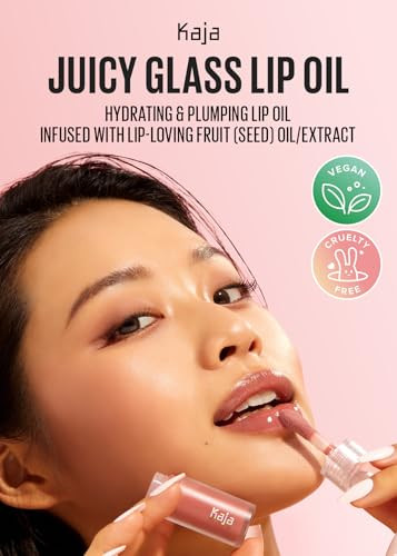 Kaja Juicy Glass Lip Oil 07 Fig Smoothie + Beauty Bento Collection - Bouncy Eyeshadow Trio 01 Rosewater 0.03 Oz Bundle