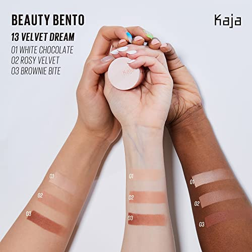 Kaja Beauty Bento Collection - Bouncy Eyeshadow Trio 13 Velvet Dream 0.03 Oz + Juicy Glass Lip Plumping Oil 02 Raspberry Refresher + Dewy Bar 02 Strawberry Sorbet10G Bundle