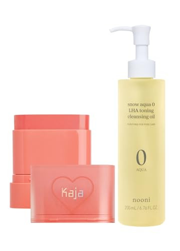 Kaja Dewy Bar - Creamy Multi-Stick Blusher & Lip Balm 03 Peach Cobbler10G + Nooni Cleansing Oil - Snow Aqua 0 Lha Toning Pore Care Korean Facial Oil Cleanser 6.76 Fl.Oz Bundle