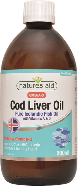 (2 Pack) - Natures Aid - Cod Liver Oil Liquid | 500ml | 2 PACK BUNDLE