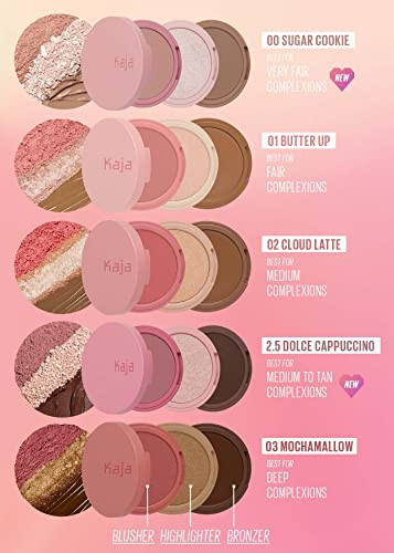 Kaja 3-In-1 Blendable Sculpting Trio - Play Bento 02 Cloud Latte + Dewy Bar - Creamy Multi-Stick Blusher & Lip Balm 03 Peach Cobbler10G Bundle