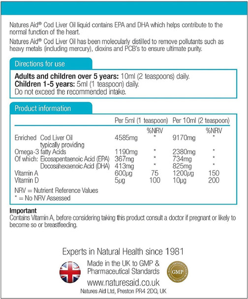 (3 Pack) - Natures Aid - Cod Liver Oil Liquid | 500ml | 3 Pack Bundle