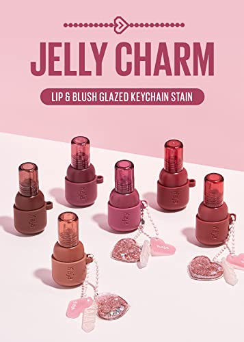 Kaja Lip & Blush Glazed Keychain Stain - Jelly Charm 05 Peach Fizz + Beauty Bento Collection - Bouncy Eyeshadow Trio 08 Chocolate Dahlia Bundle