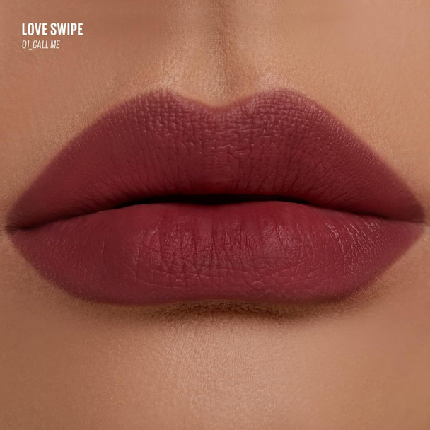 Kaja Lip Mousse - Love Swipe 01 Call Me  With Raspberry Seed Oil And Vitamin E Buildable Blendable Moisturizing Velvet Finish Weightless Texture Deep Shades Vivid Color Long Lasting 0.22 Oz