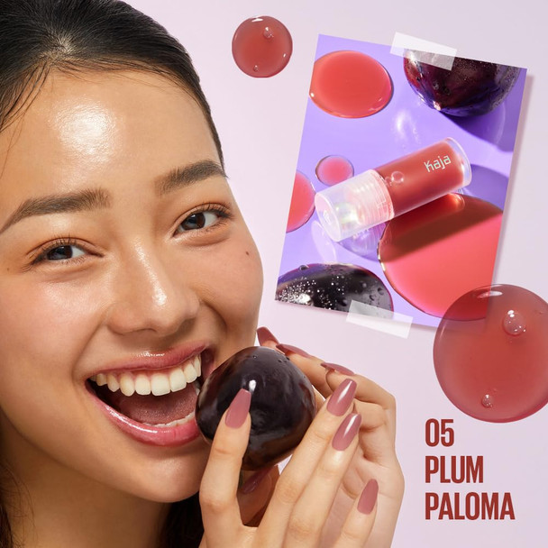 Kaja Lip Plumping- Juicy Glass 05 Plum Paloma  Hydrating Feel Plumped And Lightweight With Vitamin Tree Fruit Oil Vegan Cruelty- Clear Tint Stain Shine Gloss Plumper Long Lasting