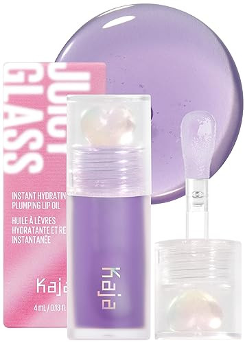 Kaja Juicy Glass Lip Plumping Oil 04 Grape Glowtini + Dewy Bar - Creamy Multi-Stick Blusher & Lip Balm 02 Strawberry Sorbet10G Bundle