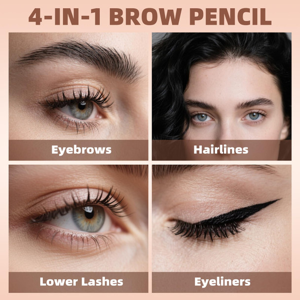 Kimuse 2 Pack 2-In-1 Dual-Ended Eyebrow Pen & Eyeliner Waterproof Long-Lasting Microblading Eyebrow Pencils For Women With 4-Fork-Tip & Precise Brush-Tip Effect For Natural Hair-Like Daily & Makeup Looks