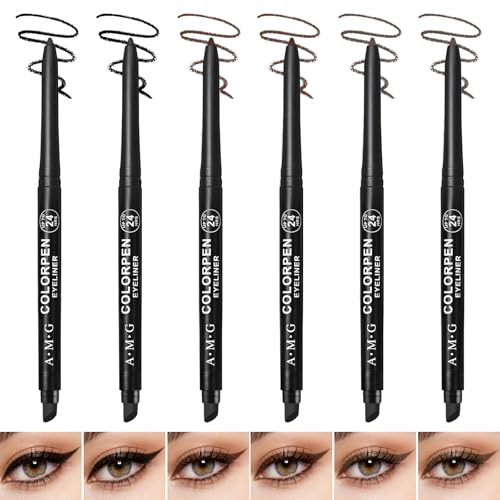 6 Pack Waterproof Eyeliner Pencils For Women Smudge Proof Long Lasting Retractable Gel Eyeliner Set For Precise Definition Easy Application Cruelty