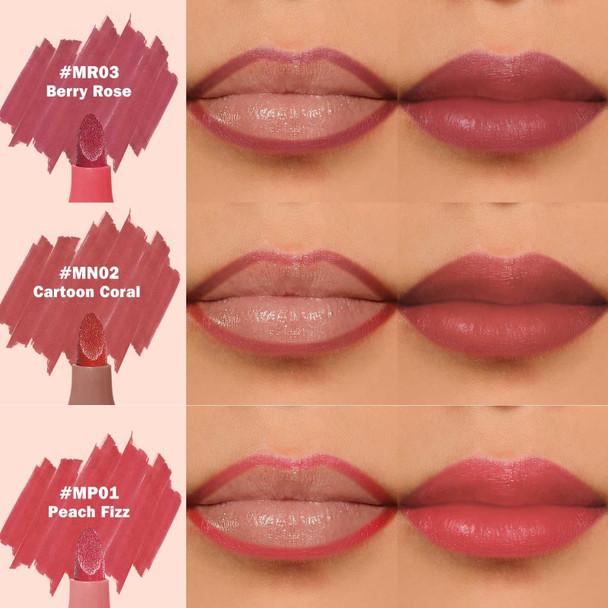 Kimuse Lip Stain Tip Marker Set Long Lasting Waterproof Smudgeproof Lip Liner Stain Matte Natural Finish All Day Wear Lip Color (Sunset Nudes)