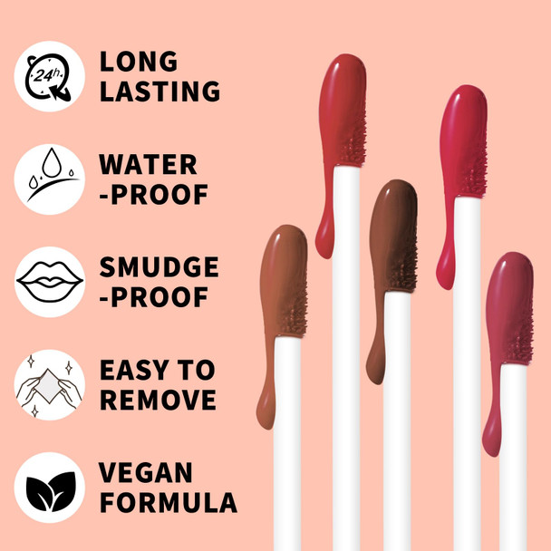 Kimuse 5Pcs Peel Off Lip Stain Long Lasting Lip Liner Stain Waterproof Transfer-Proof Smudge-Proof Highly Pigmented Lip Stain Peel Off Set For All Day Color Hold