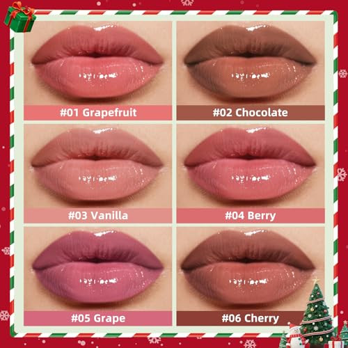 Kimuse 6 Pcs Tinted Lip Butter Hydration Balm Set 6 Flavored Shades Hydrating Plumping Gloss With Hyaluronic Acid & Vitamin E Sheer Tint Non-Sticky  Vegan Lip Care Makeup For Dry Lips & Daily