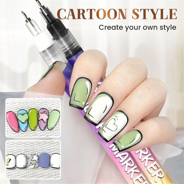 Knjofly 12 Colors Nail Art Pens Set Diy Nail Art Marker Drawing Painting Liner Pen Nail Art Markers For Gel Nails Nail Art Tools For Polishing Dotting Painting Liner Diy (2 Set)