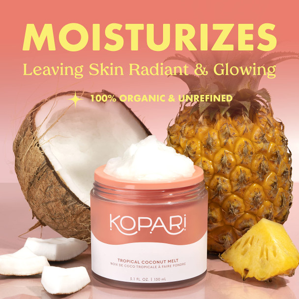 Kopari Organic Coconut Melt  Multi Purpose Skin Moisturizer 100% Unrefined Coconut Oil Skin Care For Body Hair Face  Vegan Cruelty  Paraben & Sulfate   5.1 Oz