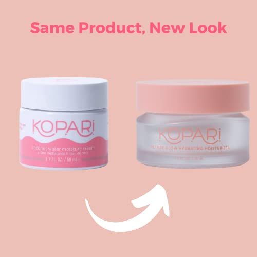 Kopari Peptide Glow Hydrating Moisturizer Face Cream  Hyaluronic Acid Vegan Coconut Lightweight Cream For Everyday Use Smooth Skin Combats Fine Lines And Wrinkles  Cruelty- 1.7 Oz