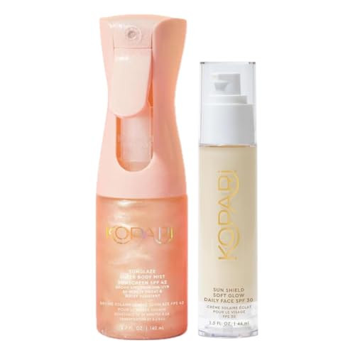 Kopari Rose Gold Sunglaze Sheer Body Mist Sunscreen Spf 42 & Sun Shield Soft Glow Daily Face Spf 30