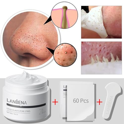 Lanbena Blackhead Remover For Face 60 Pieces Pore Strips Nose Plant Strips For Blackheads(1.05 Ounce)