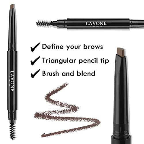 Lavone Eyebrow Kit With Waterproof Eyebrow Pencil Pomade 20 Stencils Dual-Ended Brush And Sponge Applicator - Dark Grey 01