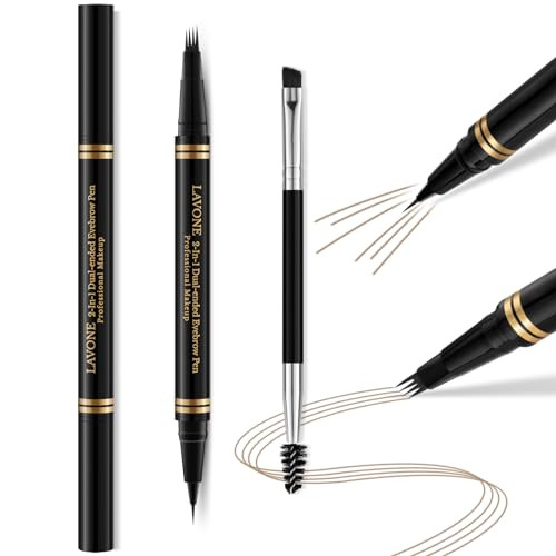 Lavone Eyebrow Pen2-In-1 Waterproof Eyebrow Pencil With 4 Tip Microblading Brow Pen And Ultra-Precise Brow Pencilwith Dual-Ended Eyebrow Brush - Taupe