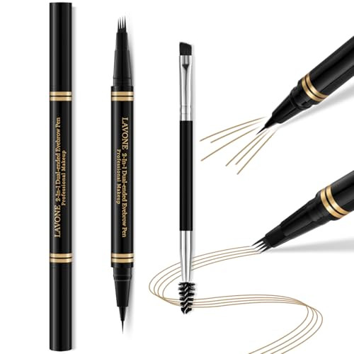 Lavone Eyebrow Pen2-In-1 Dual-Ended Waterproof Eyebrow Pencilwith 4 Tip Microblading Eyebrow Pen And Ultra-Precise Brow Pencildual-Ended Eyebrow Brush - Dark Blonde