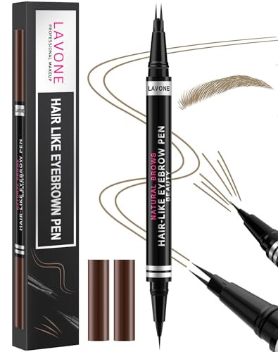 Lavone Eyebrow Pencil 2-In-1 Waterproof Eyebrow Pen With 2 Tip Microblading Eyebrow Pencil And Ultra-Precise Brow Pencil With Eyebrow Brush Eyebrow Pencils For Women Natural Hair-Like Brows - Soft Brown