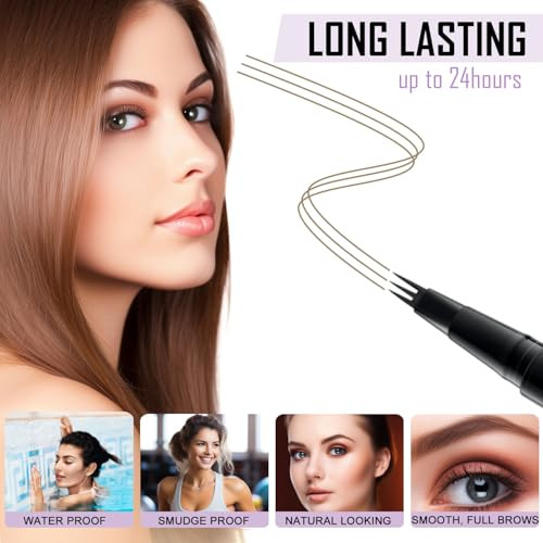 Lavone 2-In-1 Waterproof Eyebrow Pen With 3 Tip Microblading Eyebrow Pen And Ultra-Precise Brow Pencil Dual-Ended Eyebrow Brush - Dark Blonde 01