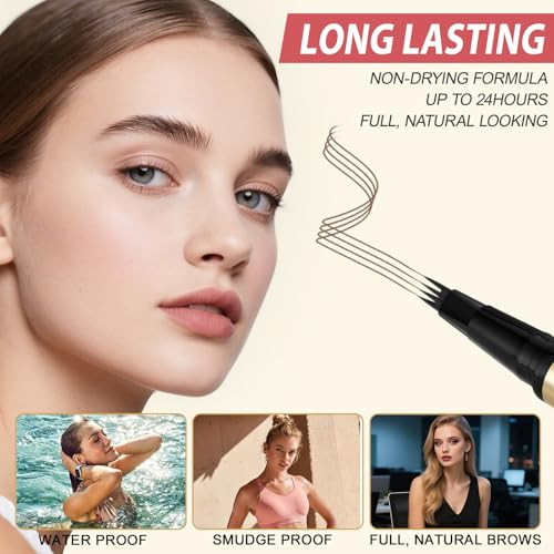 Lavone Eyebrow Pen Kit With Microblading Eyebrow Pen Eyebrow Gel Eyeliner Eyebrow Brush Eyebrow Pencils For Women Waterproof Smudge Proof Long Lasting Makeup Formula - Blonde