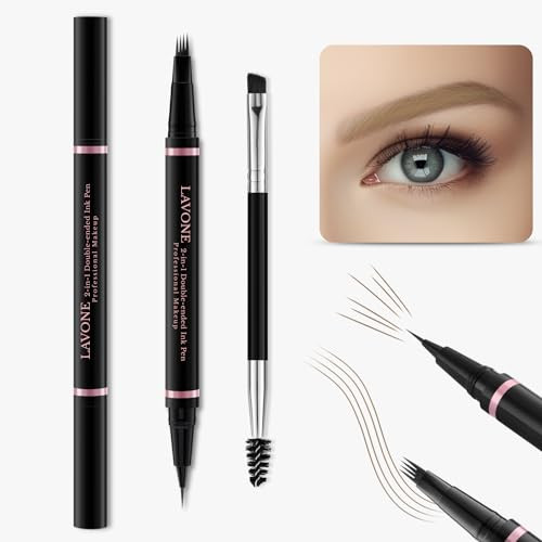 Lavone Eyebrow Pencil2-In-1 Waterproof Eyebrow Pen With 4 Tip Brow Pen And Ultra-Precise Brow Pencilwith Dual-Ended Eyebrow Brusheyebrow Makeup For Natural Looking Eyebrows - Taupe