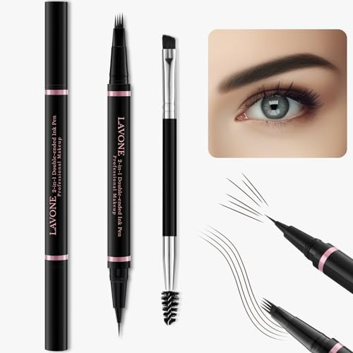 Lavone Eyebrow Pencil2-In-1 Waterproof Eyebrow Pen With 4 Tip Brow Pen And Ultra-Precise Brow Pencilwith Dual-Ended Eyebrow Brusheyebrow Makeup For Natural Looking Eyebrows Medium Brown