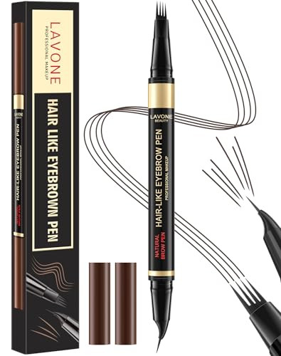 Lavone Eyebrow Pen 2-In-1 Eyebrow Pencils For Women With 4 Tip Microblading Eyebrow Pencil And Curved Precise Brow Pencil Waterproof Eyebrow Pencil Create Full Natural Hair-Like Brows Dark Coffee