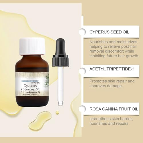 Loyotice 2Pcs Cyperus Rotundus Oilnatural Cyperus Rotundus Oil For Hair Removalreduces Unwanted Hair Growthmoisturizes & Soothes Skinreducing Body Hair Growthshrink Pores For All Skin Types(60Ml)