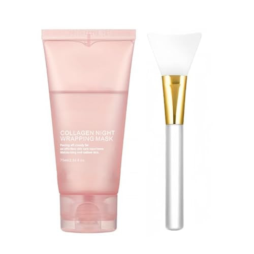 Loyotice Collagen Overnight Wrapping Peel Off Facial Mask Packhydrates And Tightens Skinreduces Saggingelasticity & Hydration Care With Brush 2.54 Fl.Oz