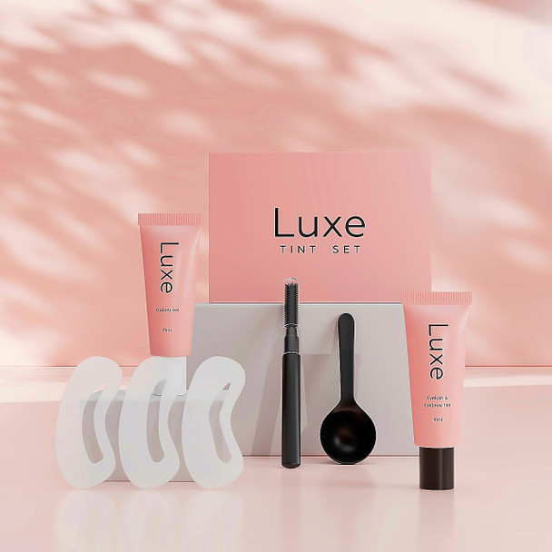 Black Color Set For Lashes And Brows - Temporary Color - Lasts Up To 4 Weeks - Gentle Ingredients - Vegan & Cruelty- - For Salon Or Home Use - Luxe Cosmetics