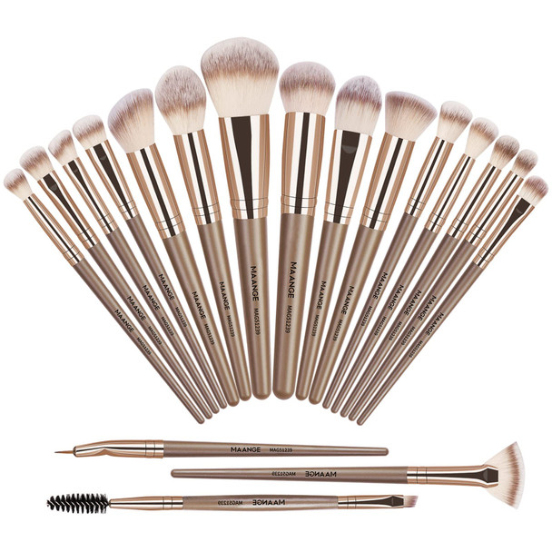 Make Up Brushes Maange 18 Pcs Premium Synthetic Makeup Brushes Set Soft Foundation Powder Eyeliner Eye Shadow Makeup Brushes Professional (Champagne)