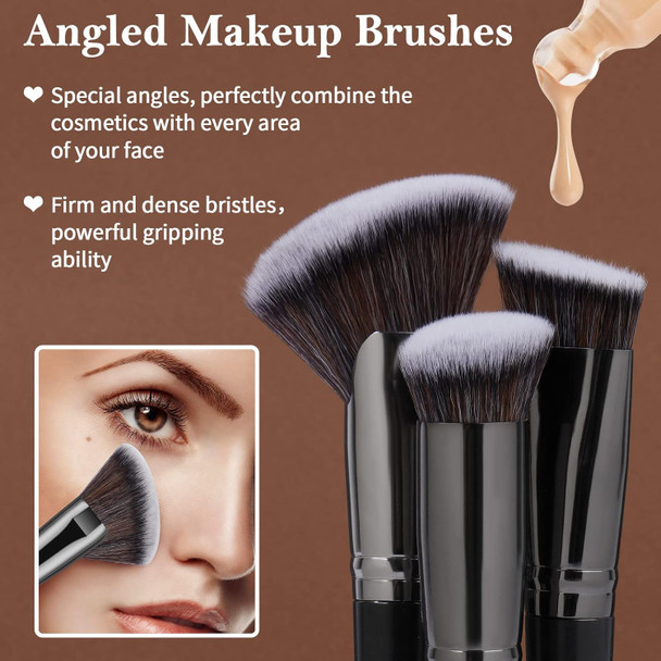 Maange Makeup Brushes 25Pcs Makeup Brush Set Premium Synthetic Concealer Blush Foundation Eyeshadow Brush Professional Make Up Brushes With  Box(Black)