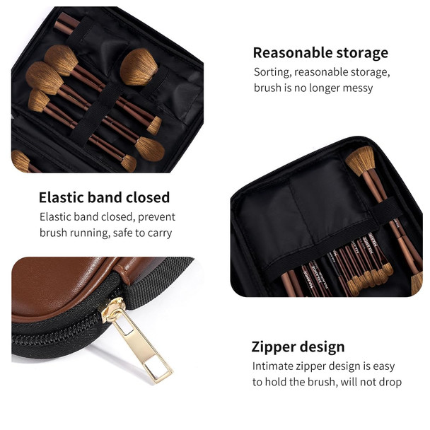 Maange 20 Pcs Makeup Brush Set With Bag Double-Ended Kabuki Brush Foundation Contour Brush For Liquid Powder Concealer Eye Shadows Cream Cosmetics Blending Blush Face Makeup Tools With Case (Coffee)