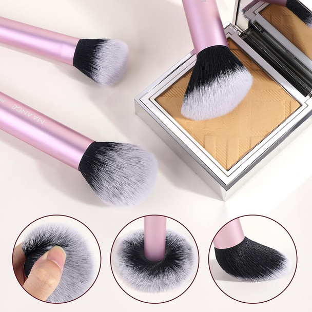 Maange 16Pcs Makeup Brush Set Travel Makeup Brushes For Liquid Powder Contour Concealer Cream Cosmetics Blending Eyeshadow Eyeliner (Coffee)