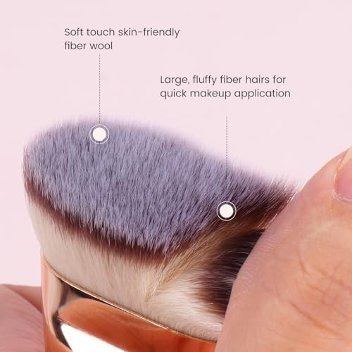 Maange 2Pcs Makeup Foundation Brush Flat Top Foundation Brush Blush Brushes For Liquid Cream And Powder - Apricot