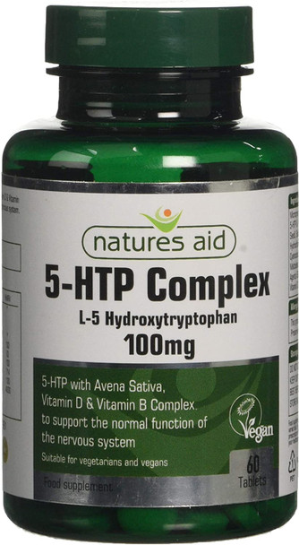 Natures Aid 5-Htp Complex With Avena Sativa, Vitamin B Complex To Support Nervous System Function, 60 Tablets