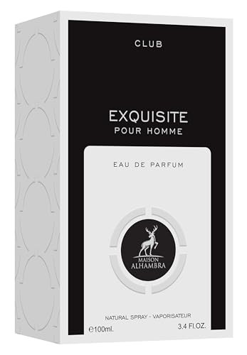 Maison Alhambra Exquisite Club Pour Homme Eau De Parfum Spray - 100Ml (3.4 Oz) Fresh Spicy Floral Scent With Warm Smooth Finish Long-Lasting Fragrance For Men