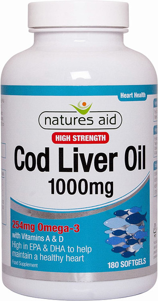 Natures Aid Cod Liver Oil 1000mg - Pack of 180 Softgels