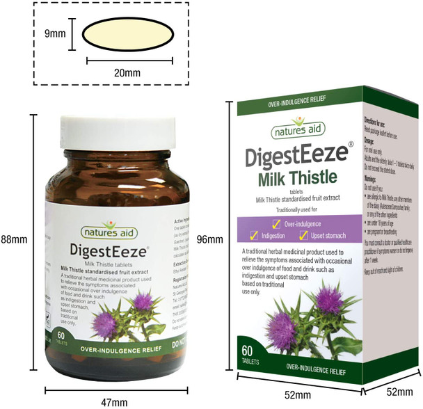 Natures Aid Digesteeze Milk Thistle, 60 Tablets