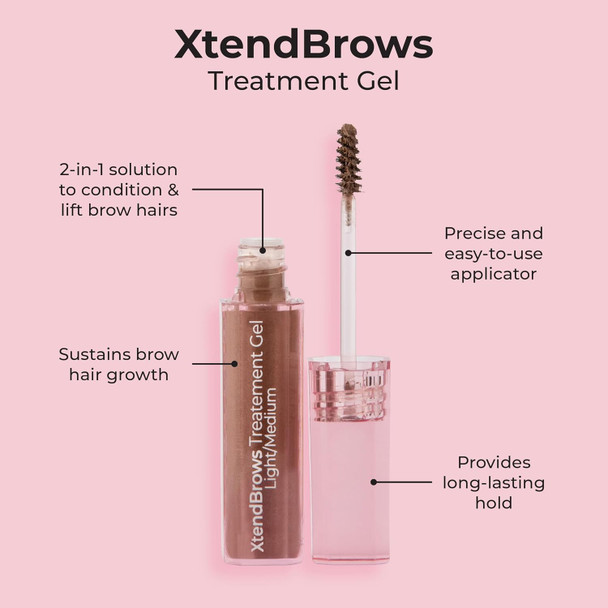 Mcobeauty - Xtendbrows Treatment Gel - Light Medium - For Fuller And Volumized Eyebrows - Formula Contains With Pro-Vitamin B5 - Double Action Eyebrow Gel And Conditioner