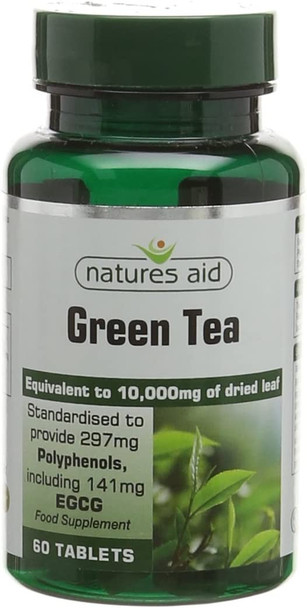 Natures Aid Green Tea 10000mg - 60 Tablets (Pack of 2)