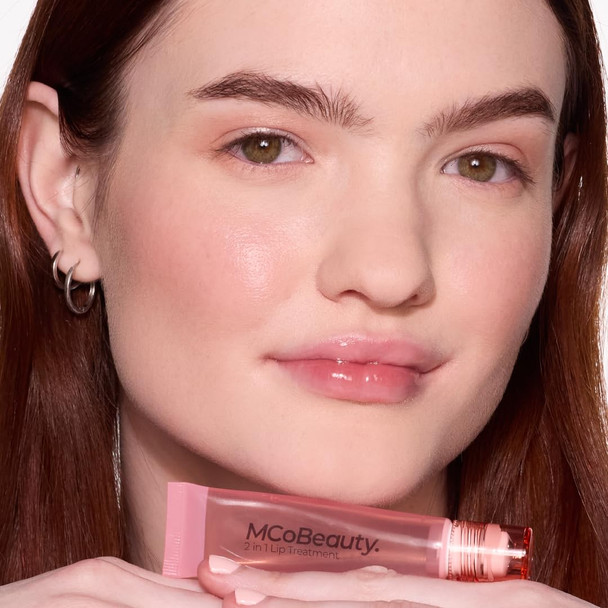 Mcobeauty - Glow And Treat 2-In-1 Lip Treatment - Peach Scent - Moisturising Lip Oil With Squalane And Roller Ball Applicator - Glossy Shine Finish - Stocking Stuffers For Teen Girls - 10Ml