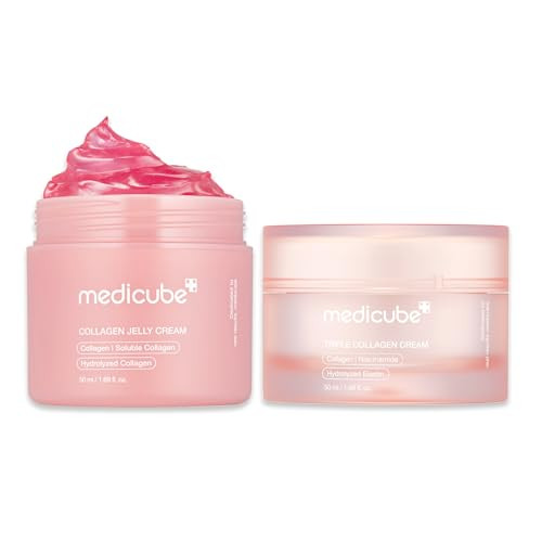 Medicube Collagen Swirl Duo For Glowing Fimer-Looking Skin: Collagen Jelly Cream 50Ml And Triple Collagen Cream  Niacinamide Hyaluronic Acid For Improving Skin'S Moisture Barrier  Korean Skin Care