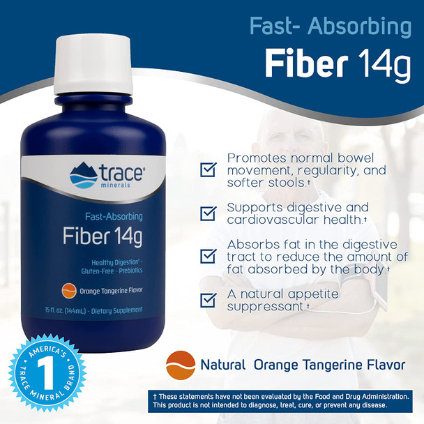Trace Minerals Fiber 14g - Fast Absorbing, Orange Tangerine - 144 ml.