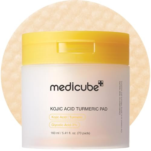 Medicube Kojic Acid Turmeric Clarifying Toner Pad For Troubled Skin & Use After Spot Care Soothing & Calming With Kojic Acid Turmeric Niacinamide & Glycolic Acid Korean Skin Care 70 Pads 1 Pack